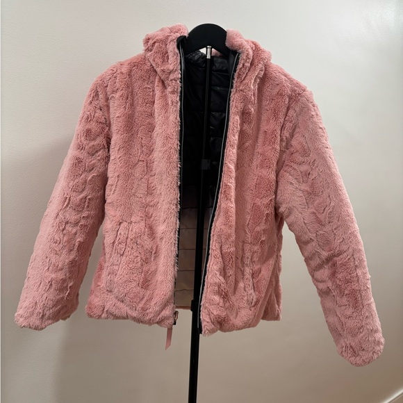 121. Pacific Trail Girls' Reversible to Faux Fur Tie-Dye Hooded Jacket - Picture 2 of 8